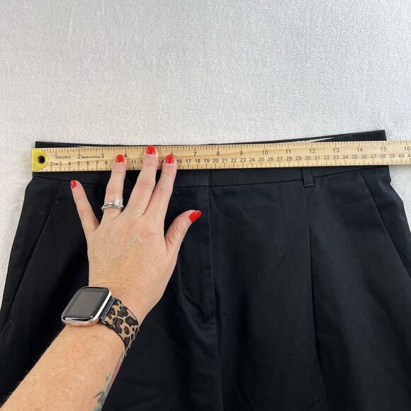 Max Mara Studio Sz 12 Cotton Cropped Trousers Pants Black Pleated Front Italy - Picture 14 of 16